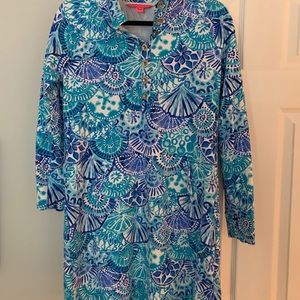 Lilly Pulitzer long sleeve blue, teal dress, med